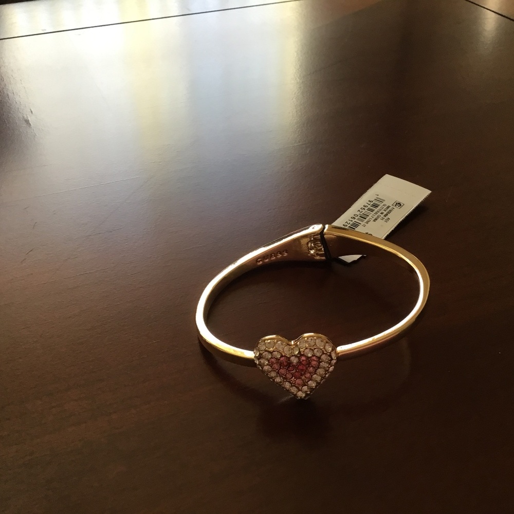 Guess crystal heart bangle bracelet